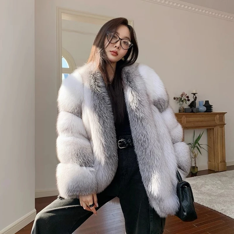 YOLANFAIRY whole skin real fox fur coat woman luxury winter thicken warmth long sleeve stand collar original fox fur coats 2025