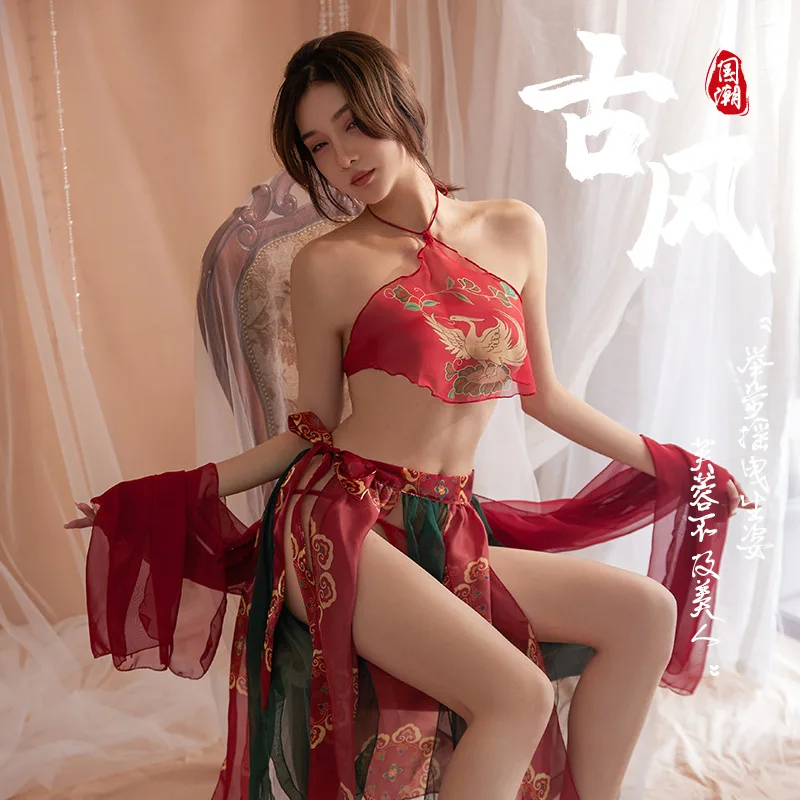 Plus Size Sexy Chinese Hanfu Dress Ancient Lingerie Perspective Club Party Performance Dancing Festival Outfits Nightdress