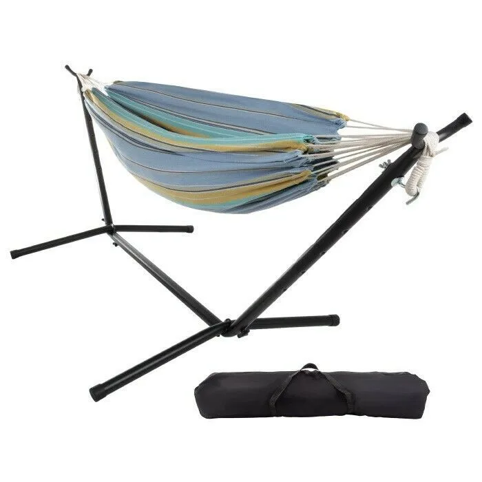 

2 Person with Portable Double Hammock with Stand Carry Case Camping Outdoor