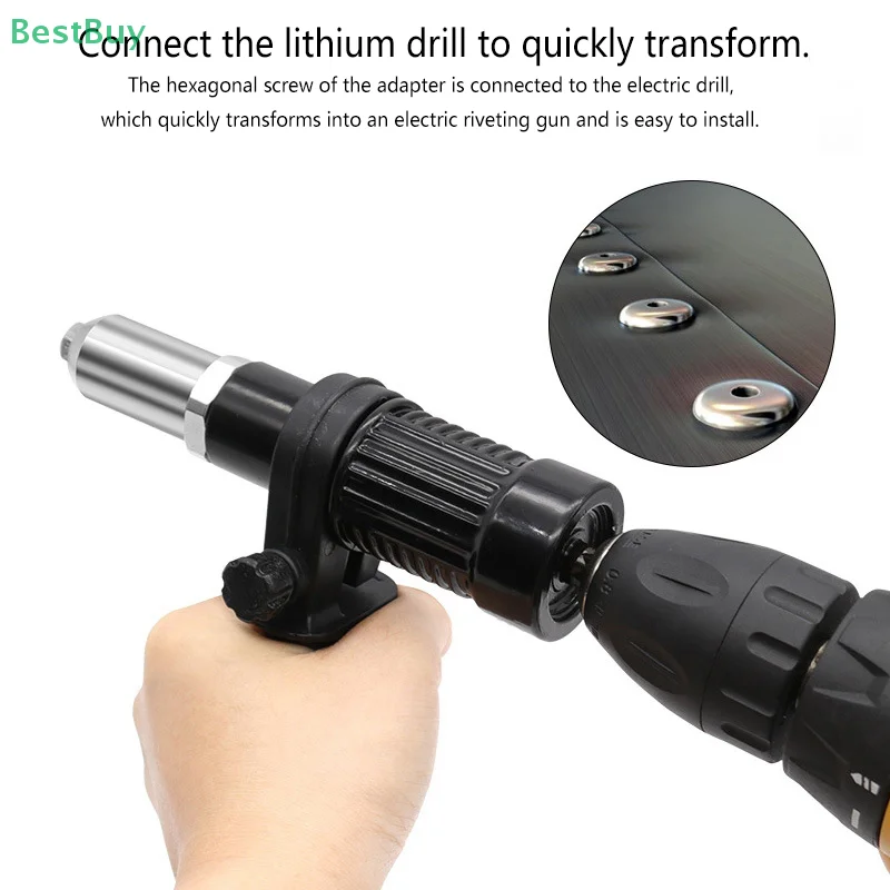 Electric Rivet Nut Riveting Nut Adapter With Replaceable Rivet Nut Drill Bit Nozzle Cordless Conversion Connector Power Tools