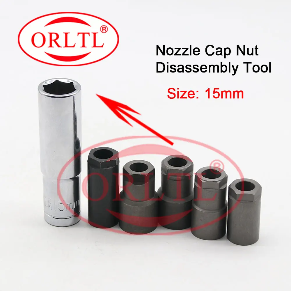 Tapa de boquilla de inyector de 15mm, 14mm y 19mm, herramienta de desmontaje de montaje de tuerca, herramienta de extracción de tapa de presión de inyector de combustible para Bosh Del phi Siemen