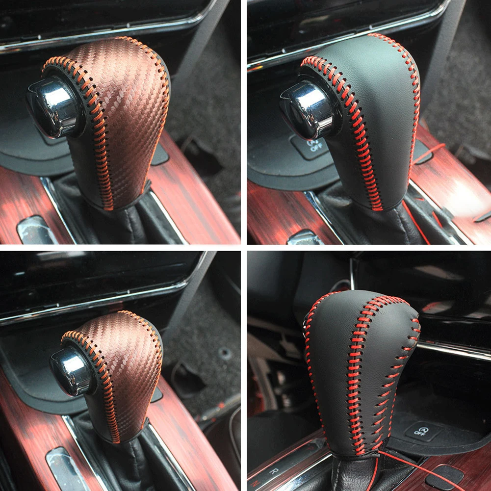 Leather Car Gear Head Shift Knob Cover Fit for Honda CRV CR-V 2017 2018 2019 2020 2021 Gear Shift Collars Accessories