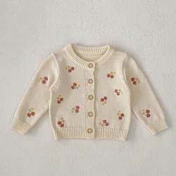 2024 New Autumn Children Clothes Infant Baby Girls Knitting Cardigan Long Sleeved Knitted Embroidery Newborn Baby Girls Sweater