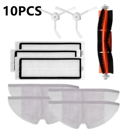 10PCS Mi Robot Vacuum Cleaner Parts Replacement Kit for Xiaomi Robo2 Robot S50 S51  Main Brush Filters Side Brushes Accessories