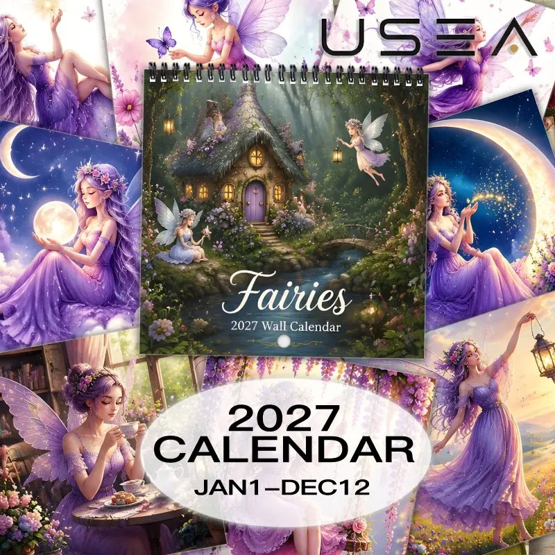 2027 Fairies Wall Calendar, 12-Month Yearly Planner,Large Writable Blocks, US Federal Holidays, Aesthetic Decor, Gift