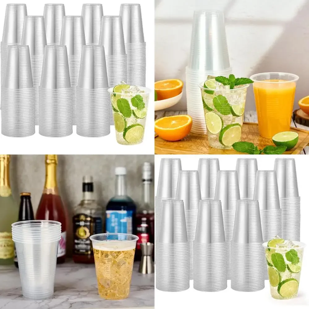 

1000 Count 16oz Clear Plastic Cups, Disposable for Hot and Cold Beverages, Ideal for Water, Juice, Soda, and Coffee
