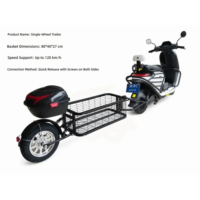 for Unicycle Motorcycle Bicycle Trailer Fixed Rear Electric Vehicle Trailer