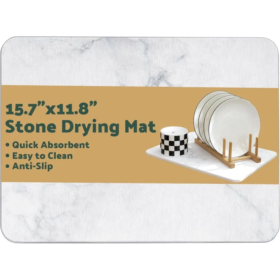 

Маленький каменный коврик для сушки посуды, водопоглощающий коврик для сушки посуды из диатомового камня, многоцелевой коврик для кофе для чашек, посуды, бутылок 1