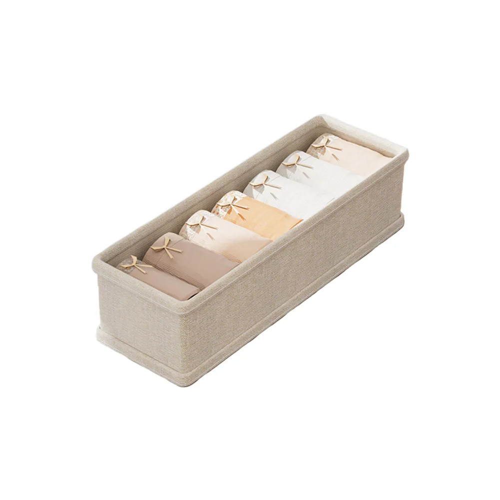 Cabinet Clothes Storage Box for Drawer Wardrobe Organizer T Shirts Jeans Underwear Pants 40x10x10cm Size Cotton Linen White
