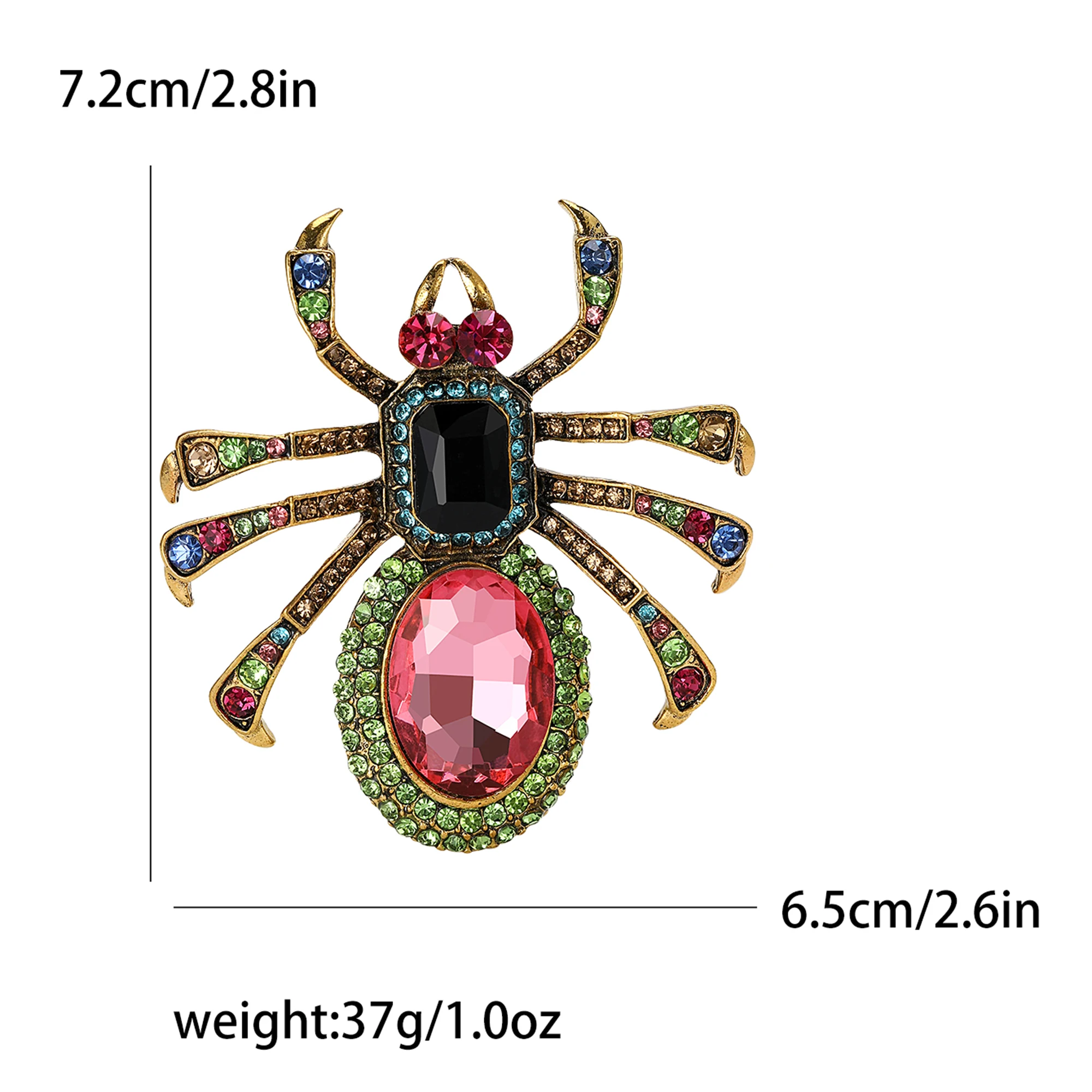 Vintage Rhinestone Big Spider Brooches for Women Unisex Insect Pins 3-color Available Casual Party Accessories Gifts