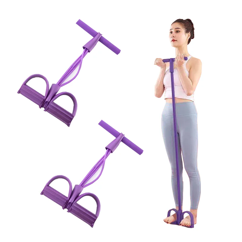 

4-Tube Yoga Pedal Puller Woman Resistance Bands Abdomen Waist Arm Training Elastic Pull Rope Fitness Equipment Portable Sports