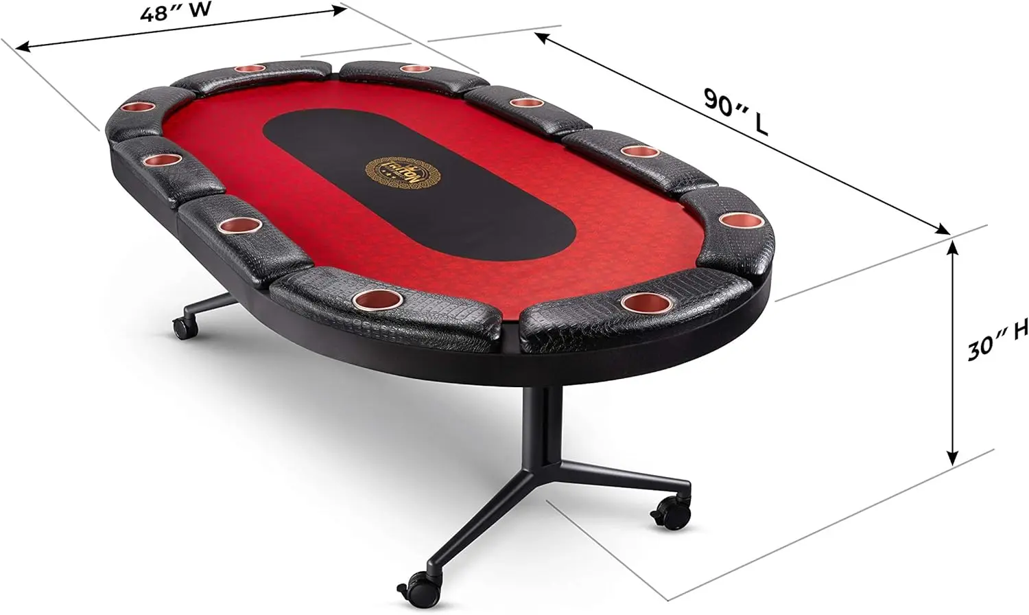 Premium Poker Table for 10 Players - Foldable and Long-Lasting Poker Table, Luxurious Vegas Style Casino Experience at Home