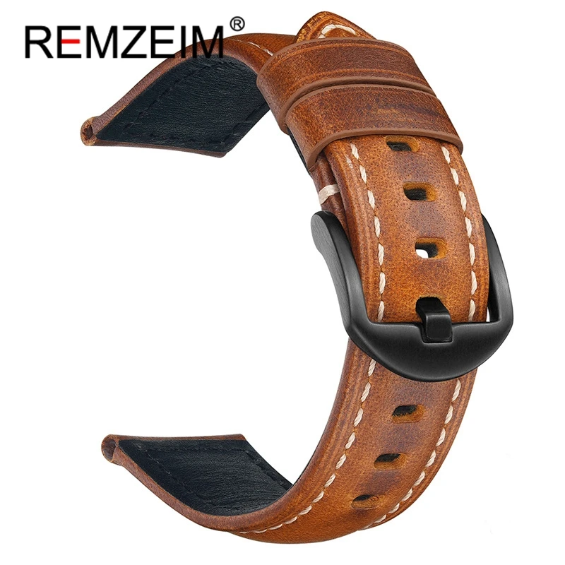 Handmade Layer Cowhide Leather Strap 20mm 22mm 24mm 26mm Green Blue Brown Wrist Bracelets Genuine Leather Calfskin Watch Band
