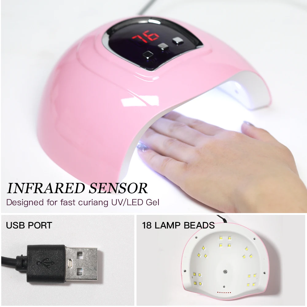 طقم طلاء أظافر جل مع آلة حفر أظافر كهربائية Vernis شبه دائمة UV LED طقم أدوات تزيين الأظافر قاعدة ومعطف علوي مجموعة مستلزمات الأظافر #4