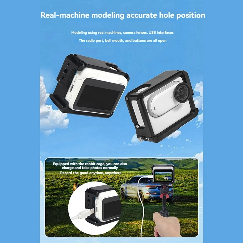 For Insta360 GO3 / GO 3S Ultra Light Metal Cage Frame Case Protective Shell Protector Accessories Dual Cold Shoes