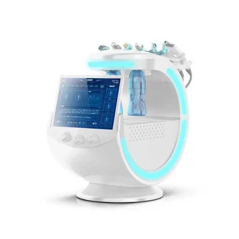 2023 Multifunctionele Smart Ice Blue Ultrasone Rf Aqua Huid Scrubber Dermabrasie Hydras Facial Machine Met Analyze Systeem