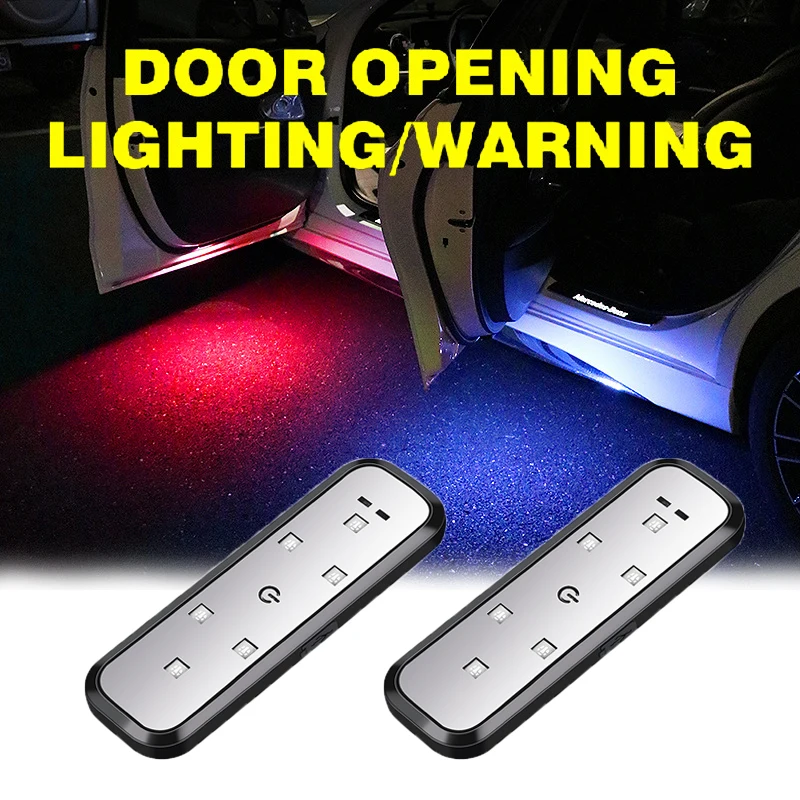 1/2/4 Pcs Led Welcome Light Magnetic Control Usb Charging Automatic Door Opening Safety Anti-Collision Emergency Signal Light