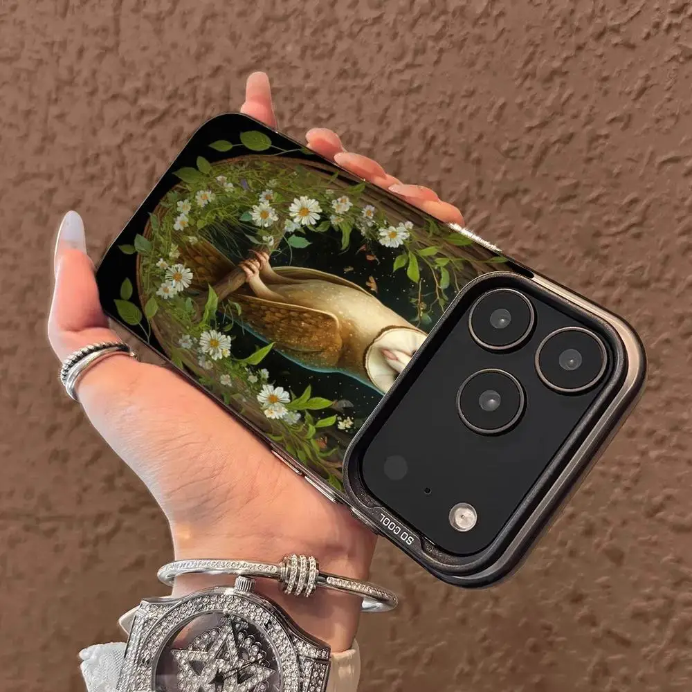 حافظة هاتف بنمط البومة ليلاً لهاتف iPhone17 16 15 14 13 12 11 Pro/ Max/Plus غطاء خلفي مقاوم للصدمات مضاد للبصمة