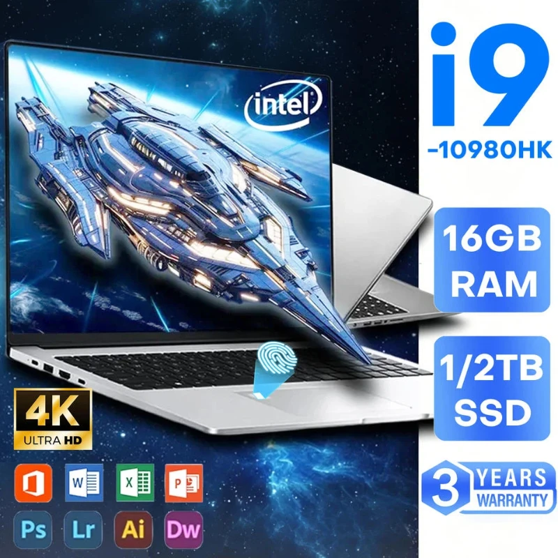 New i9 Laptop 14.1"Computer PC Intel Core i9 10980HK Windows 11 16GB RAM 1TB SSD Fingerprint Unlock Notebook Backlight Laptop
