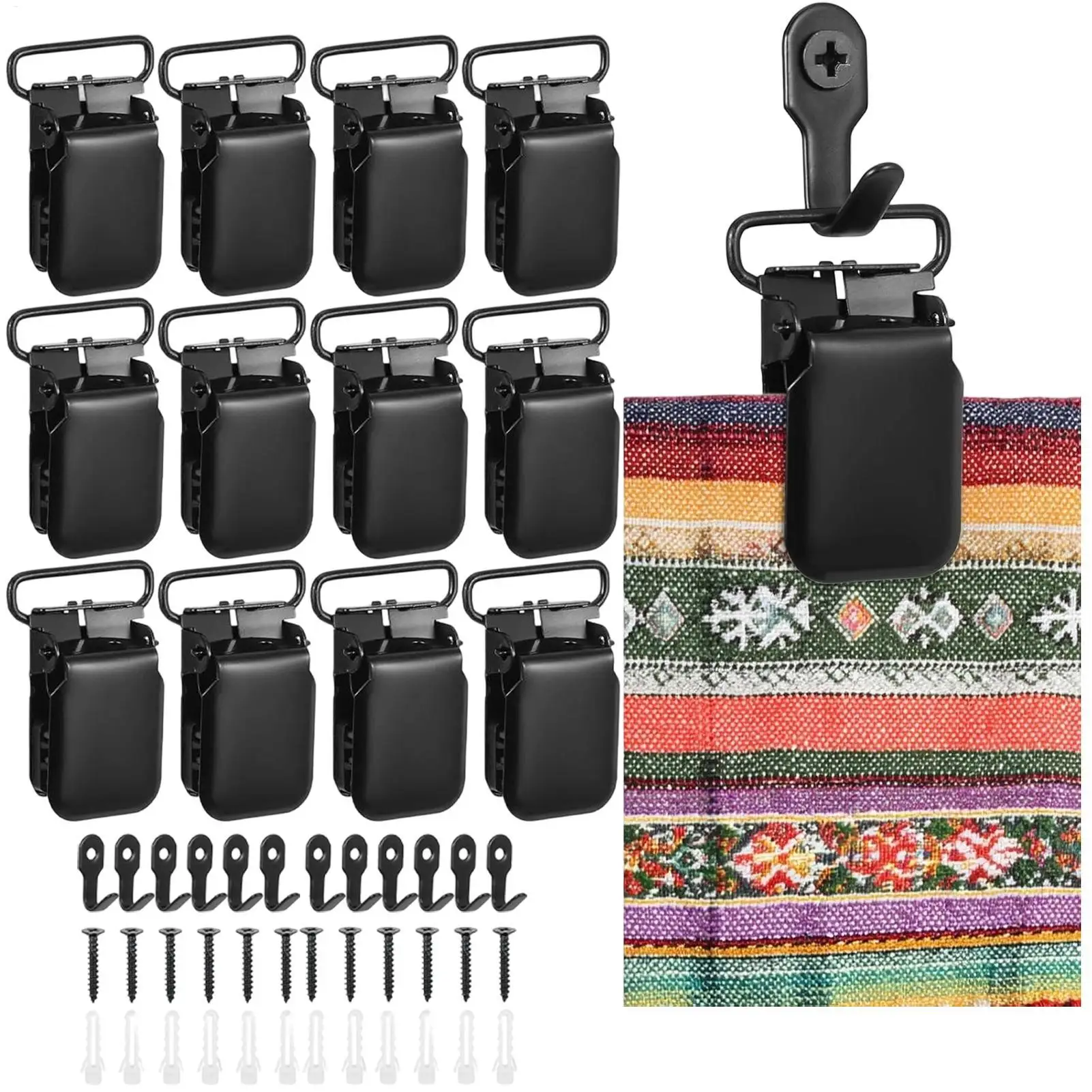 High-Strength Wall Hanging Clips For Rugs Car Mats Versatile For Durable Metal Wall Mounted Non-Slip Tapestry Clips