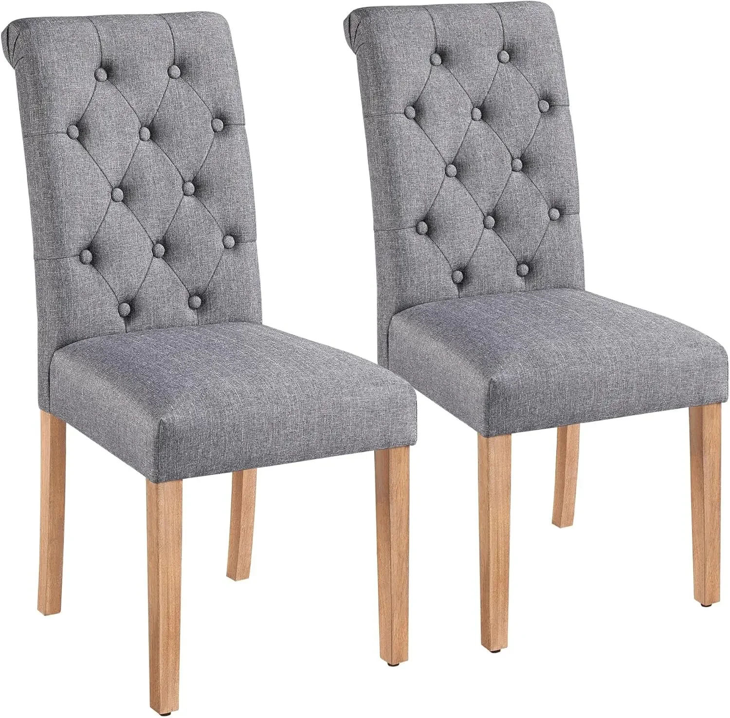 Dining Set of 2 Fabric Upholstered Dining High Back Padded Chairs Button Tufted Parsons Kitchen W