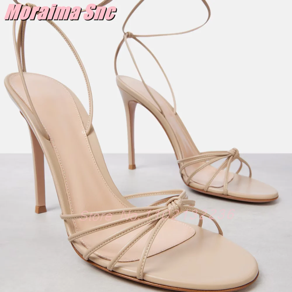 

Strappy Lace-up Round Open Toe Sandals Narrow Band Stiletto High Heel Sexy Fashion Women's Summer Shoes Banquet Party 2025 New