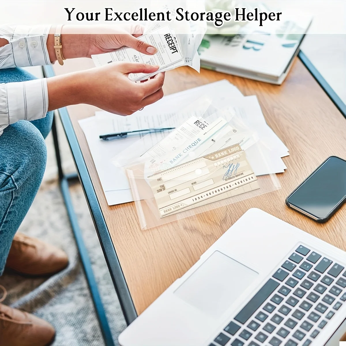 33Pcs Thickened Passport And ID Document Holder, Simple Receipt Organizer, Transparent Snap Button Bag, Stationery Sorting Bag