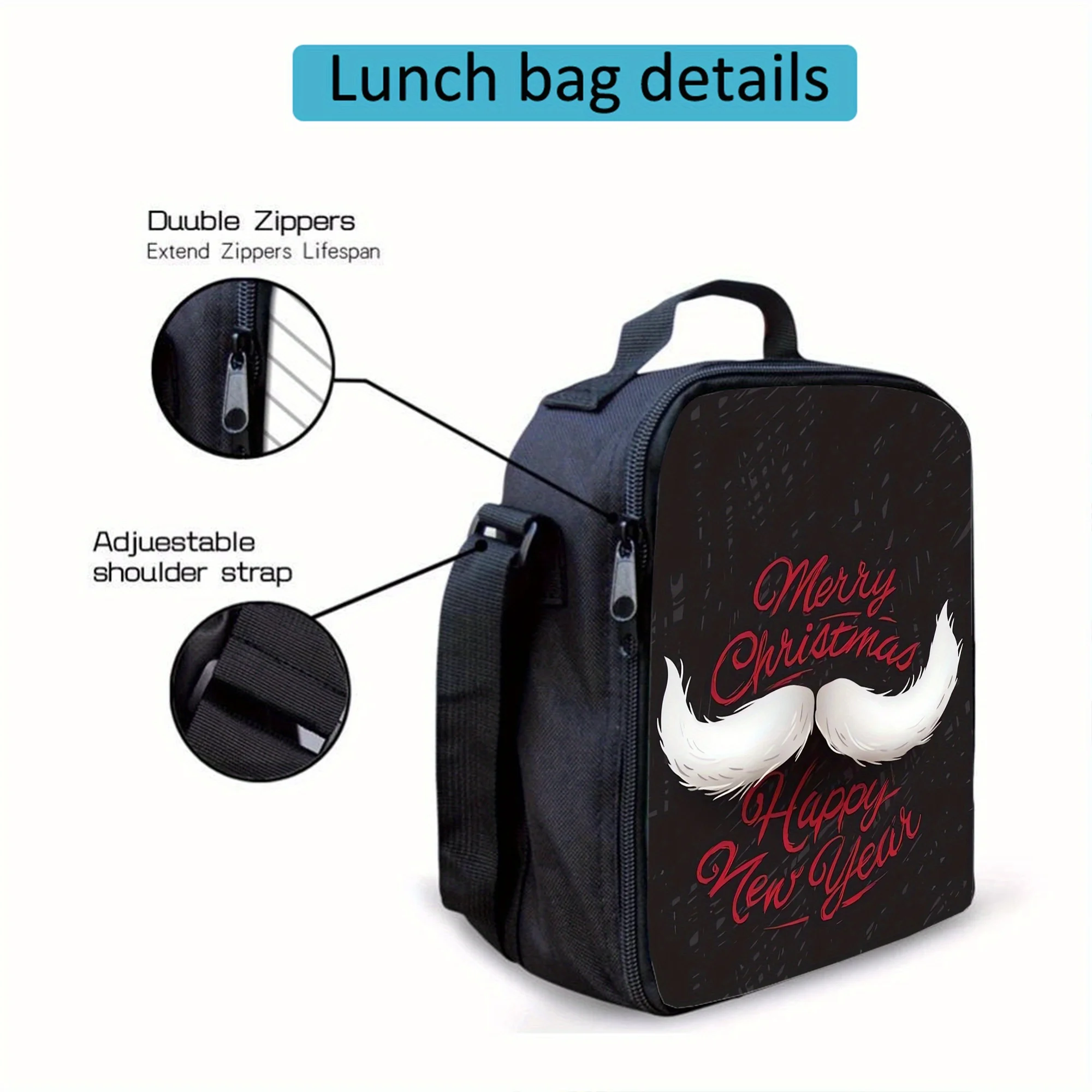 حقيبة غداء معزولة بنمط عيد الميلاد ، حقيبة حفظ طازجة ، سعة كبيرة ، حقيبة نزهة خارجية ، هدية عملية للعودة إلى المدرسة ، موضة