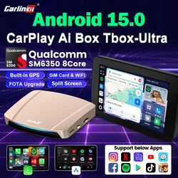 CarlinKit Android 15 Ultra SM6350 8G + 256GB/128GB CarPlay Ai Box para Netflix YouTube FOTA actualización inalámbrica Android Auto Smart Box