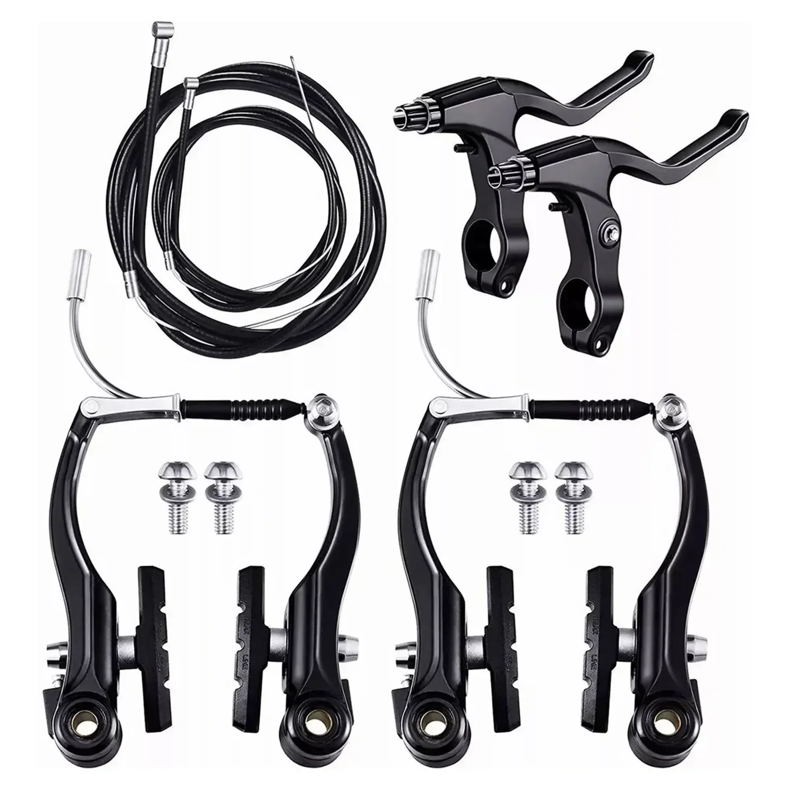 

Полный Mtb Alloy Bicycle Mountain Bike V-образный тормоз, рычаг и трос (передний + задний) Комплект тормозной чувствительности Велосипедный тормозной комплект