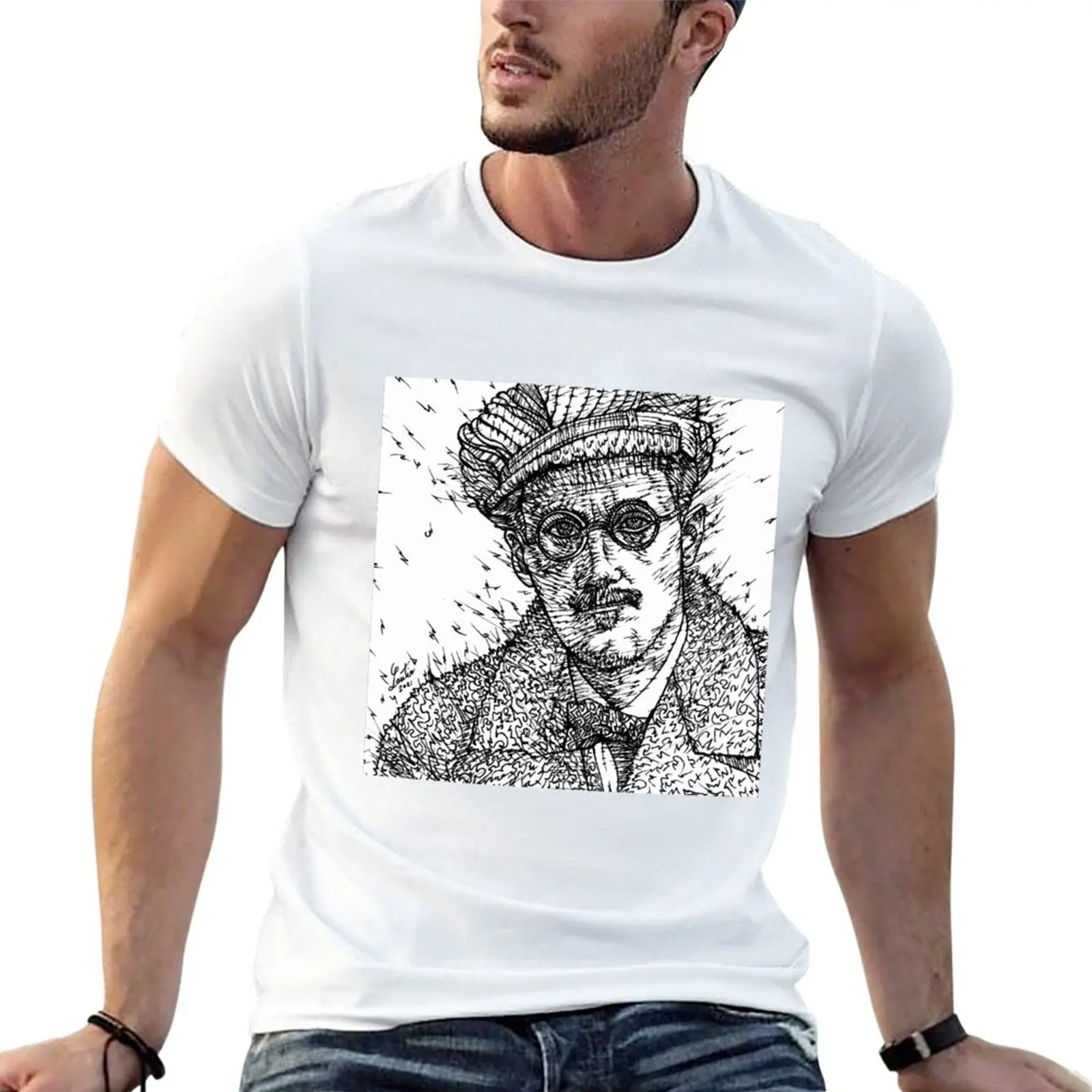 New JAMES JOYCE - ink portrait .1 T-Shirt anime anime clothes sweat shirt t shirts for men graphic