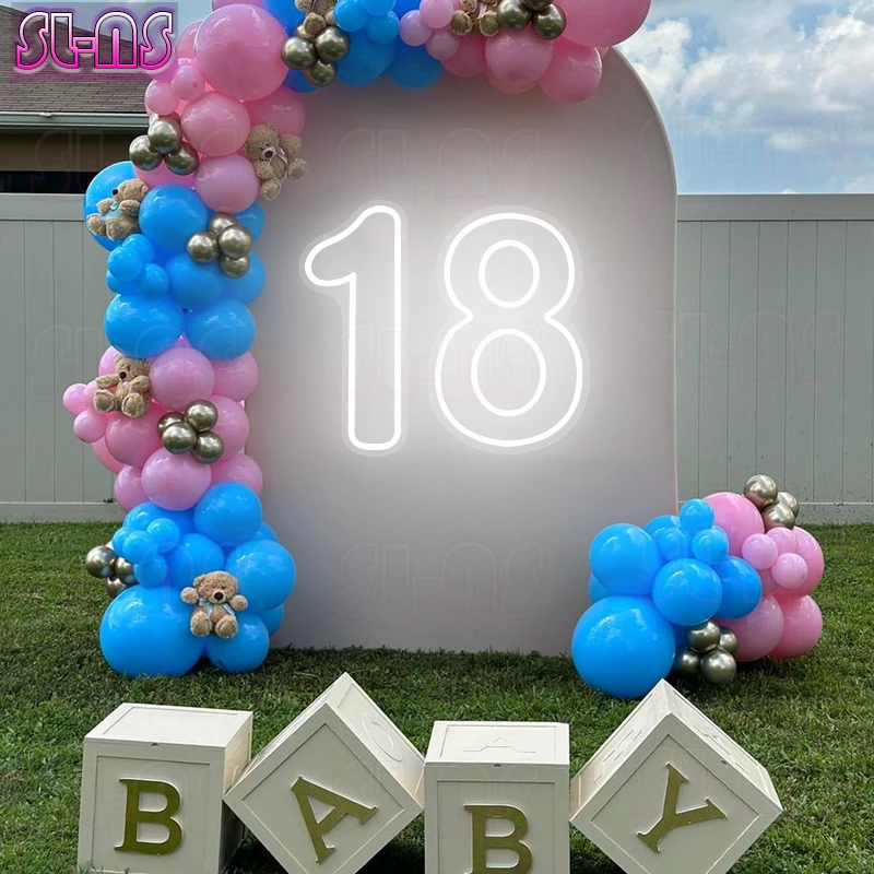 

LED Numbers Sign Birthday Acrylic Lights 0 to 9 with Switch for Birthday Party Wedding Party Business Wall Decor Neon Number 1