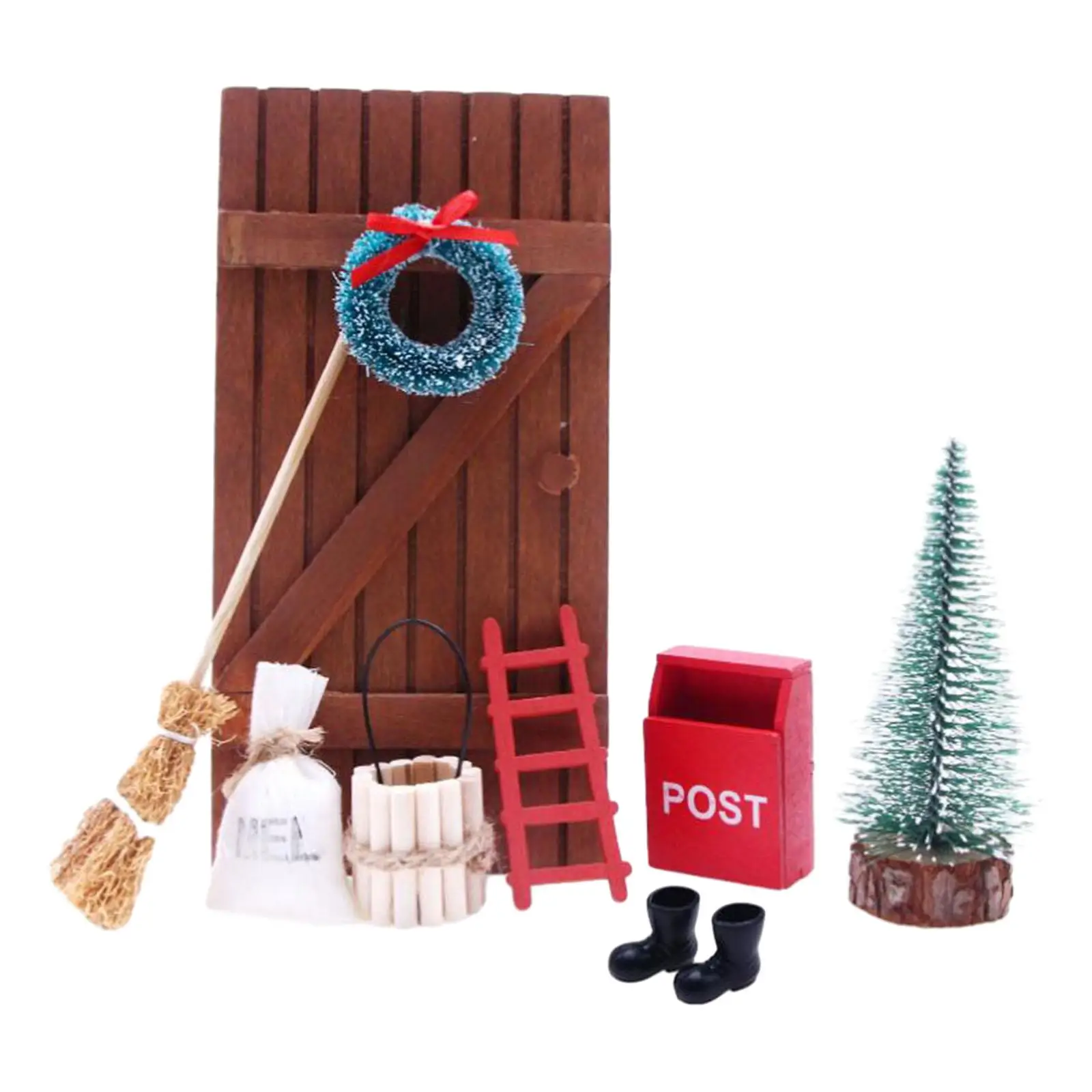 

9 шт., 1:12, декоративные миниатюры для кукольного домика на Рождество, аксессуары для песчаного стола, модель поезда, здание микроландшафта