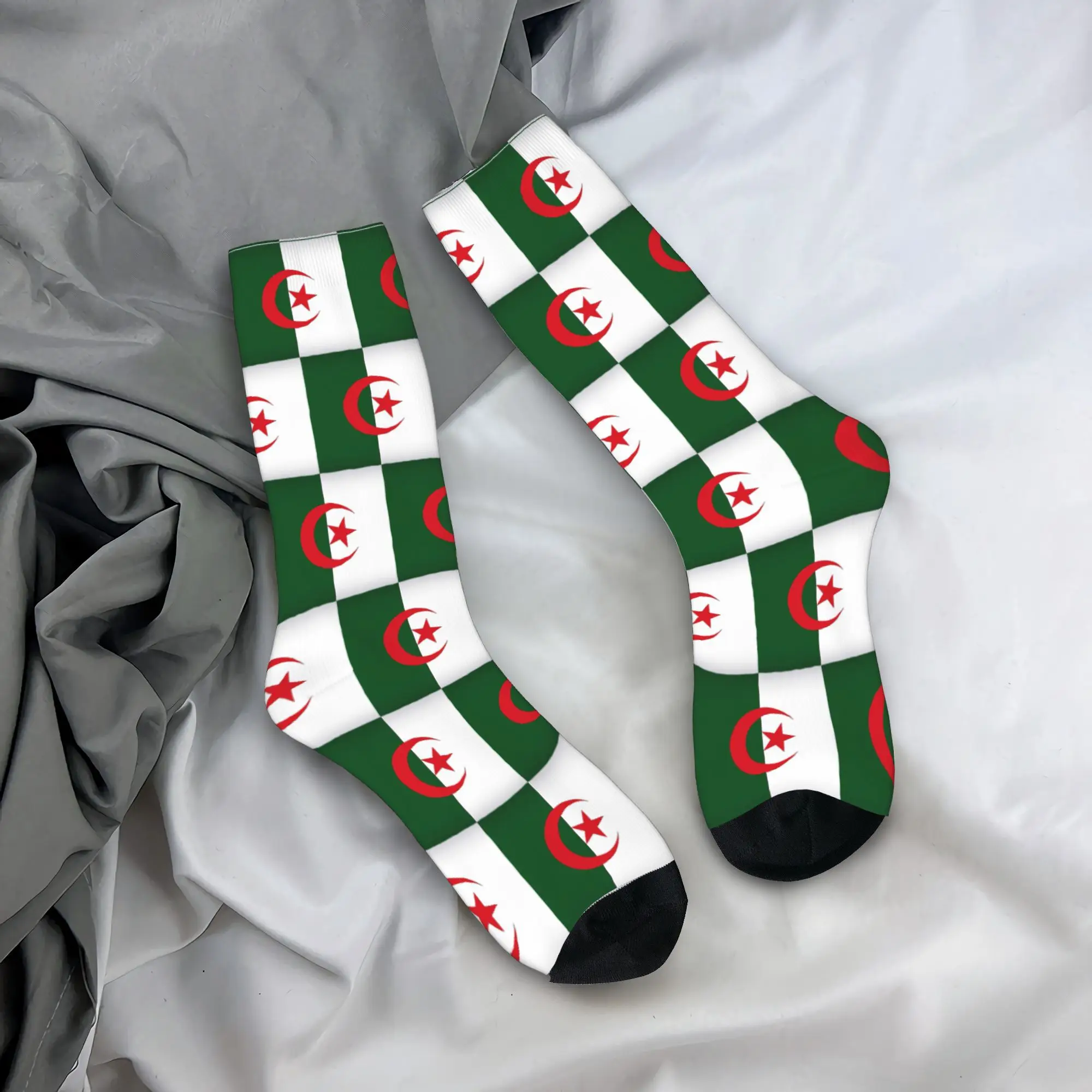 جميع المواسم الجزائر العلم الرسمي لجزائر الجزائر الجوارب Harajuku جوارب عالية الجودة الرياضة الأوسط جوارب أنبوبية لينة هدايا عيد الميلاد