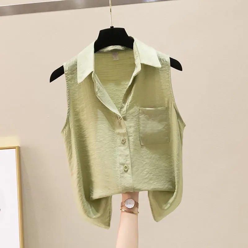 Summer Autumn New Fashion Houndstooth Korean Tank Female Simple Sleeveless Chiffon Top Women Chic Casual Loose Lady Clothes