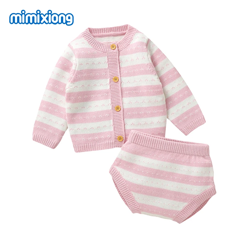 

Baby Girl Clothing Set Autumn Pink Long Sleeve Knitted Newborn Infant Jackets Tops+Bottoms Outfits 1-3Y Toddler Outwear Costumes