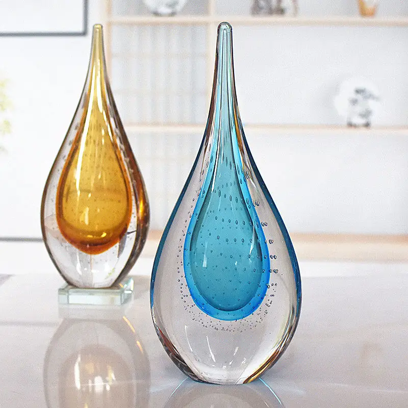 Glass new house decorative artwork office living room entrance glazed water drop ornament gift