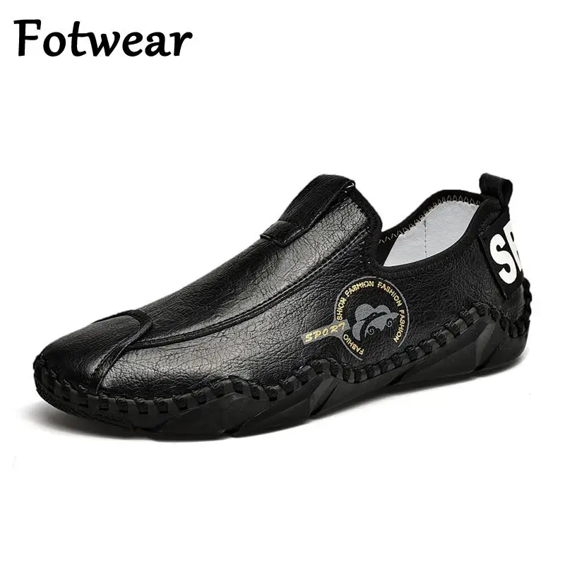 

2022 New Cow Leather Men Casual Shoes Big Size 48 47 Slip On Leather Mens Sneakers Rubber Outsole Driving Loafers Walking Flats