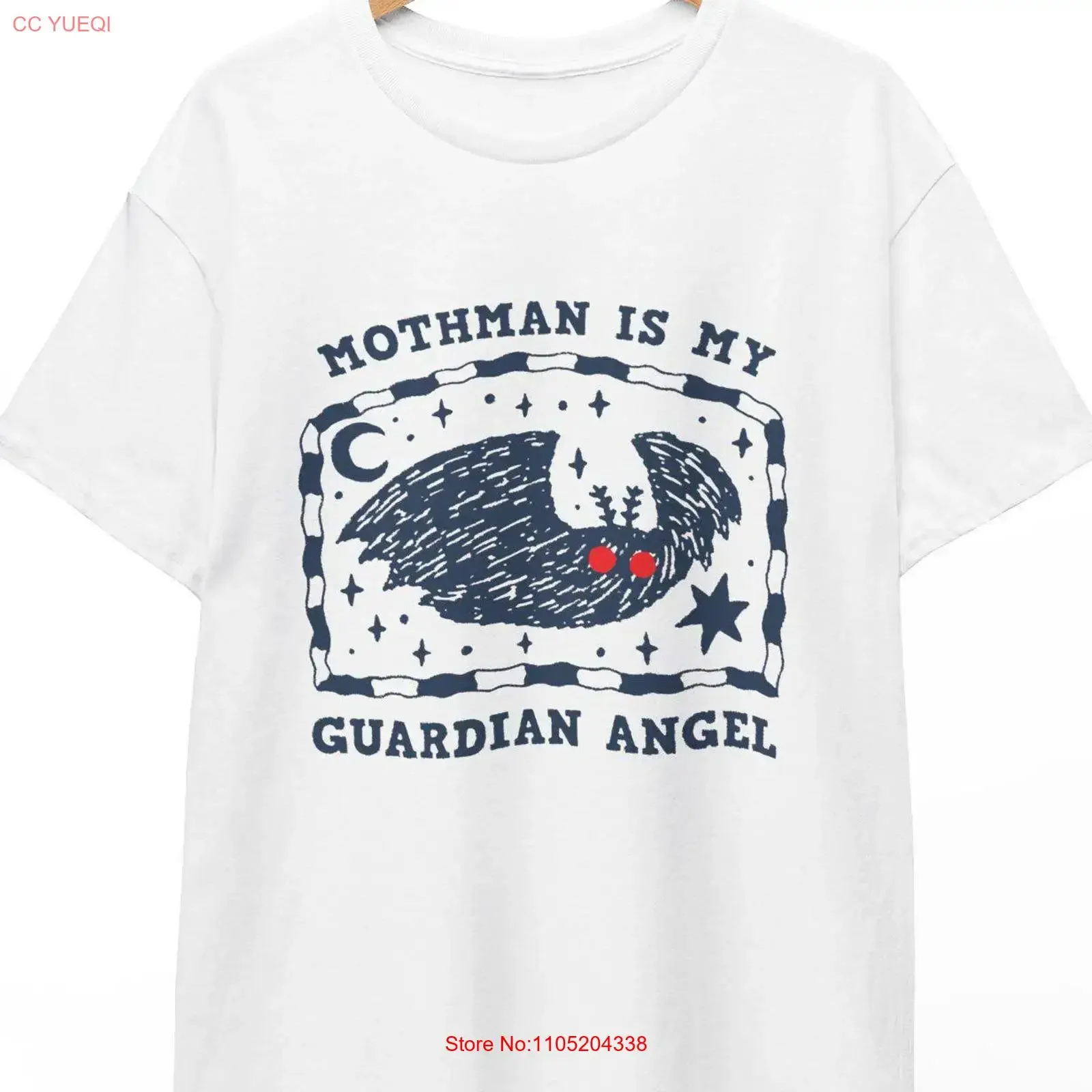 

Mothman is my Guardian Angel funny Cryptids T shirt vintage Washed Comfortable graphic streetwear Casual Top For Everyday Wear