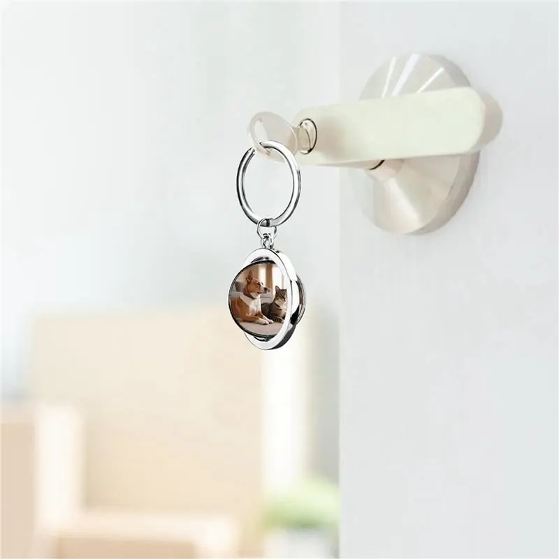 ABKW-60 Pack 360° Rotating Metal Sublimation Keychain Blanks, Double-Sided Sublimation Blanks DIY Key Chain Circle