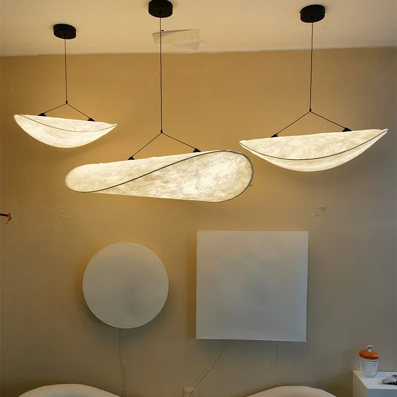 Nordic Minimalist Wabi Sabi Original Dupont Paper Led Lustre de Teto Living Sala de Jantar Bar Decoração de Casa Quarto Candeeiro Pingente