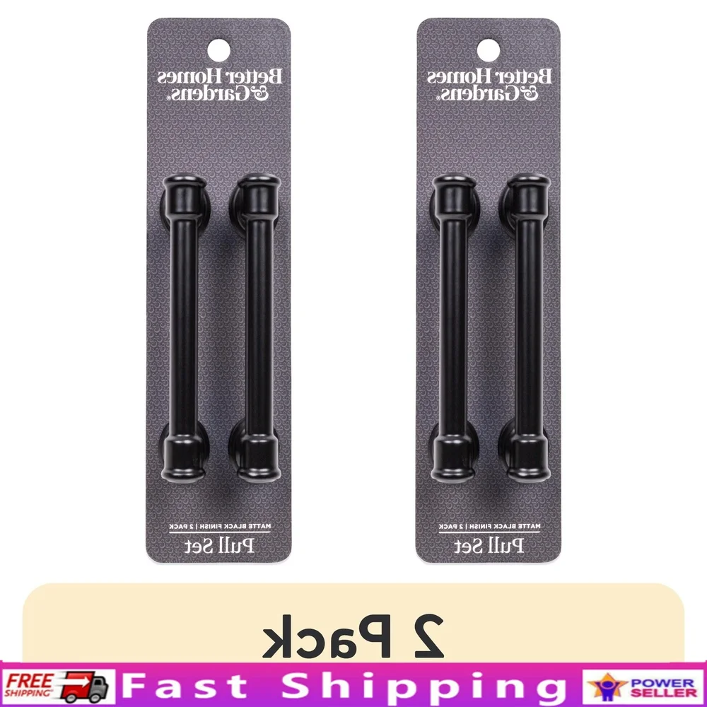 

2 Pack 3 Inch Center to Center Turned Pull Matte Black Cabinet Hardware Set with Mounting Screws Dressers and Desks