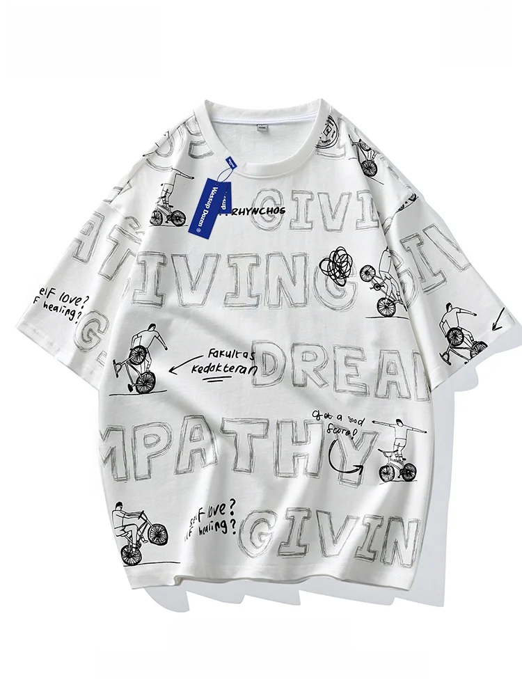 

Wassup Dozen Ice Silk Print Qui Dry ort Sve Men's T-irt Summer Trendy Loose Fit f Sve Top Breathable Polyester...