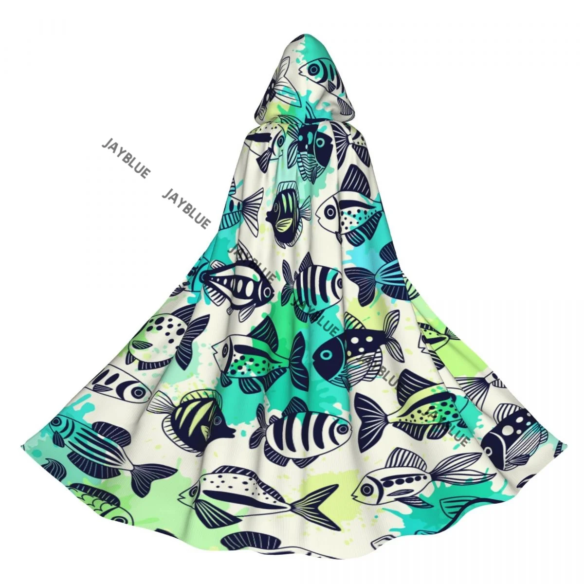 

Плащ для взрослых, накидка с капюшоном, мультяшная рыба, морские животные, красивый узор, средневековый костюм, ведьма, Викка, вампир, эльф, Пурим, карнавальная вечеринка