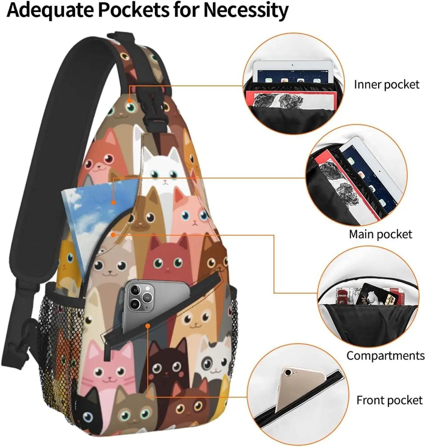 Sling Bag Backpack Crossbody Shoulder Chest Bags Unisex for Travel Casual Hiking with Adjustable Strap for Men Women