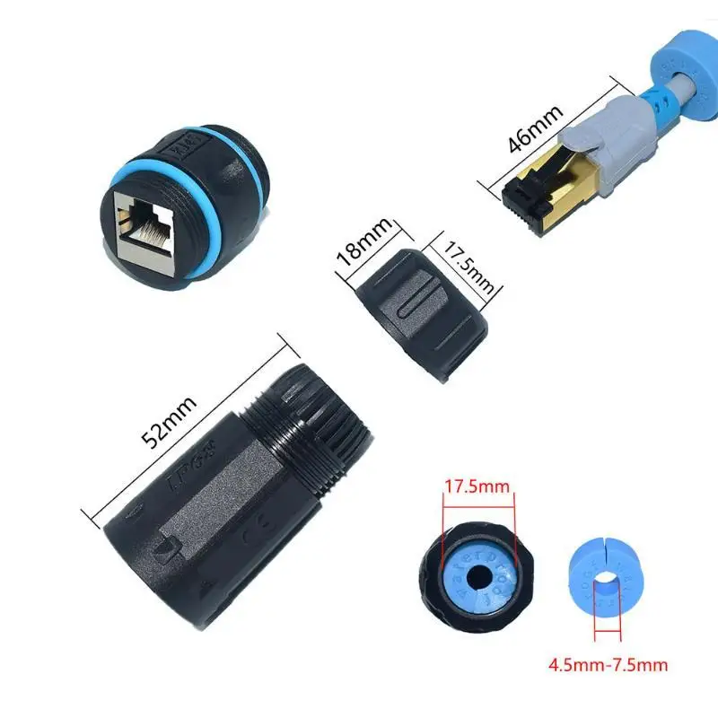 AT6/CAT6A/CAT7 RJ45 Waterproof Connector Ethernet Network Straight-through: Outdoor Broadband