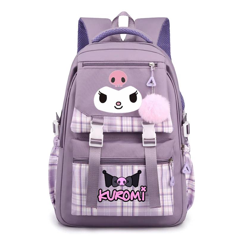 Lovely Kuromi Melody Backpacks Cosplay Plaid Women Men multi-pocket Lightweight School Bags Travel Ins Capacity Laptop Mochilas