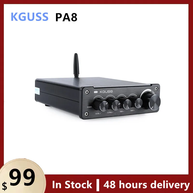 

KGUSS PA8 High Power 2.1 channel Bluetooth digital amplifier TPA3255 HIFI bass ES9023 QCC3034 APTX HD 150W*2 power amplifier