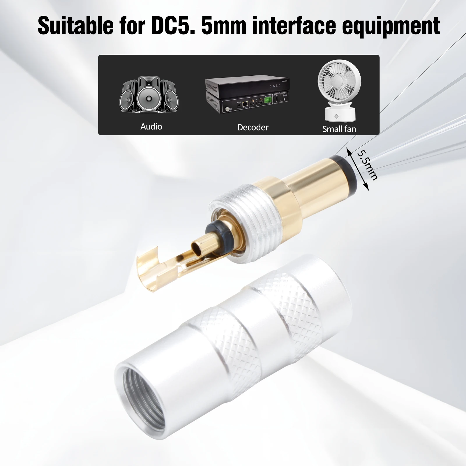 1PCS DC21G DC25G connector 24K Gold-plated Connector Jack DIY DC Barrel Connector Plug For Audiophile