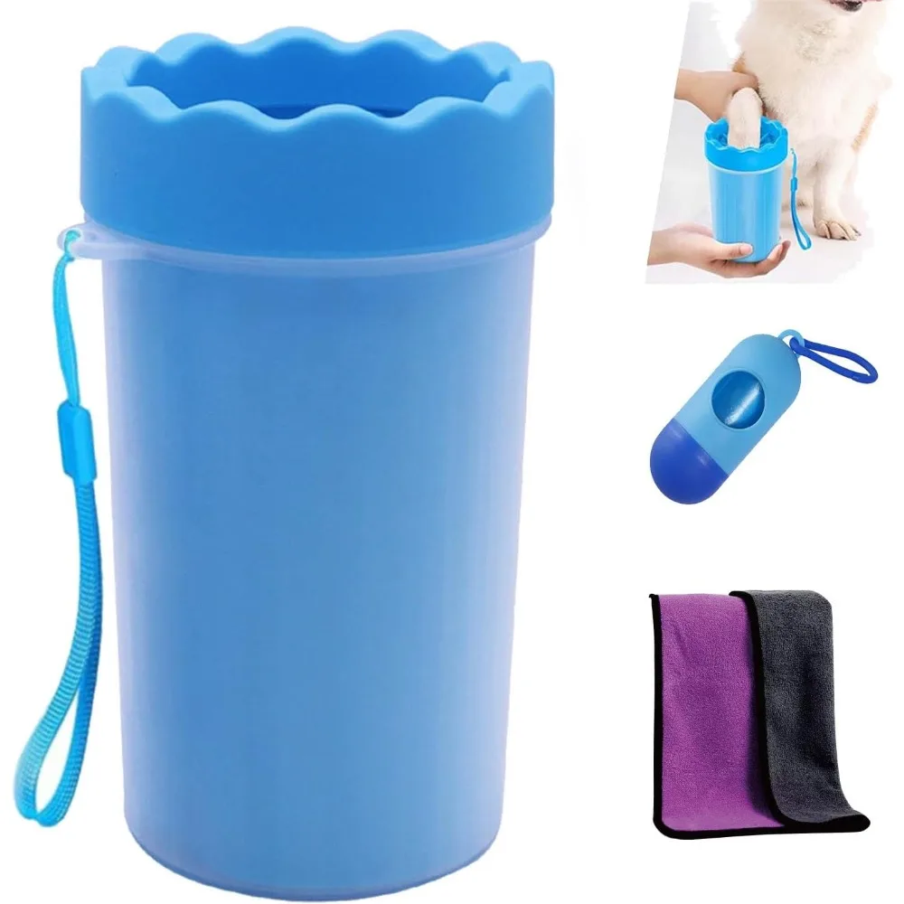 

Dog Paw Cleaner,Washer,Pets Foot wash Cup-Pet Foot Cleaner for Small Medium Large Breed Dogs/Cats Pet Clean Paws Miracle Portable Tool(with 1 Towel& 1Brush) Blue